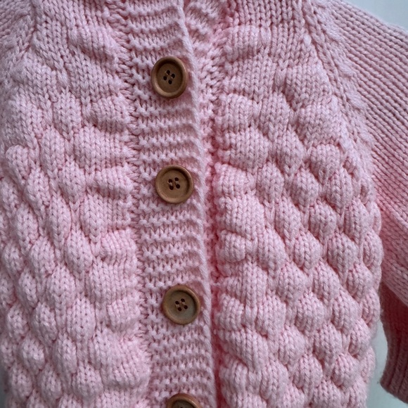 Girls 12M Pink Heavy Knit Sweater with Bear Ears - Picture 2 of 4